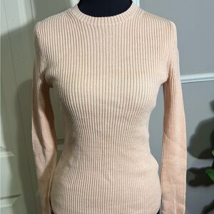 Vince Ribbed Knit Top in Light Peach
